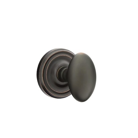 Patioplus Egg Knob Passage with Regular Rose, Oil Rubbed Bronze PA2005066